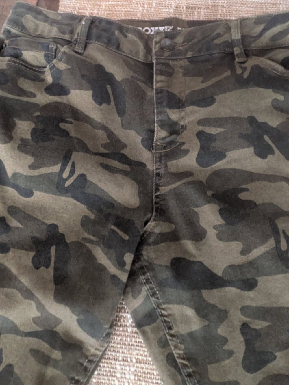 Joe Boxer Camo Jeans Wm / Jr 11 Army Green Push Up Skinny Stretch Pants #349